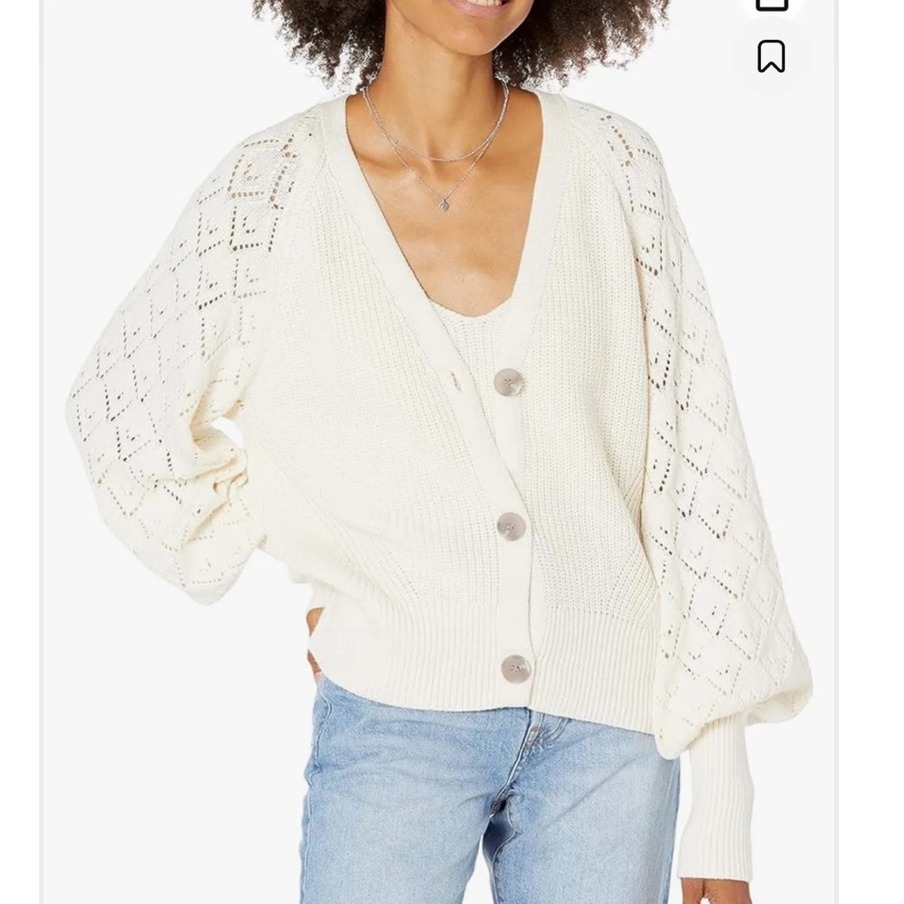 ❌ The Drop Divya Pointelle Button Up Cardigan Sweater Women’s Size XS